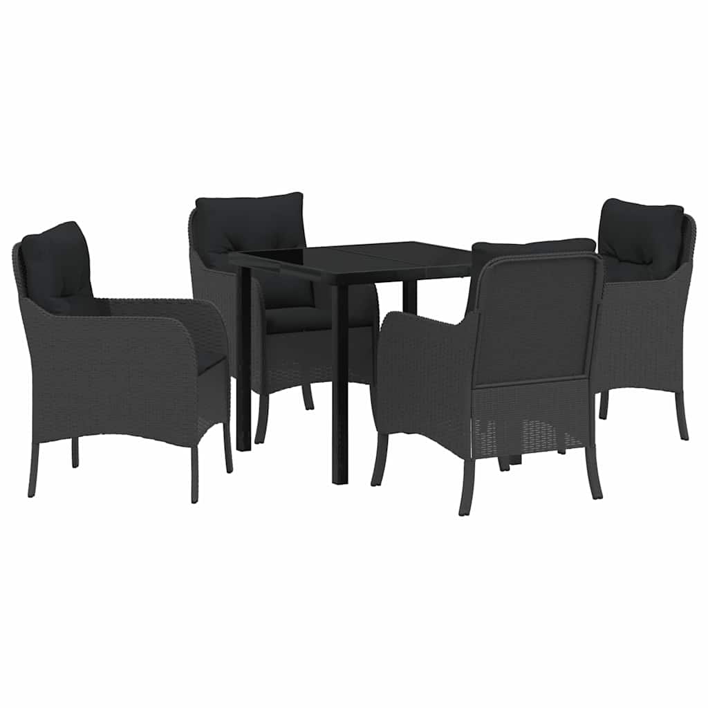 Kert étkező szett párnával 5 pcs Fekete polirattan