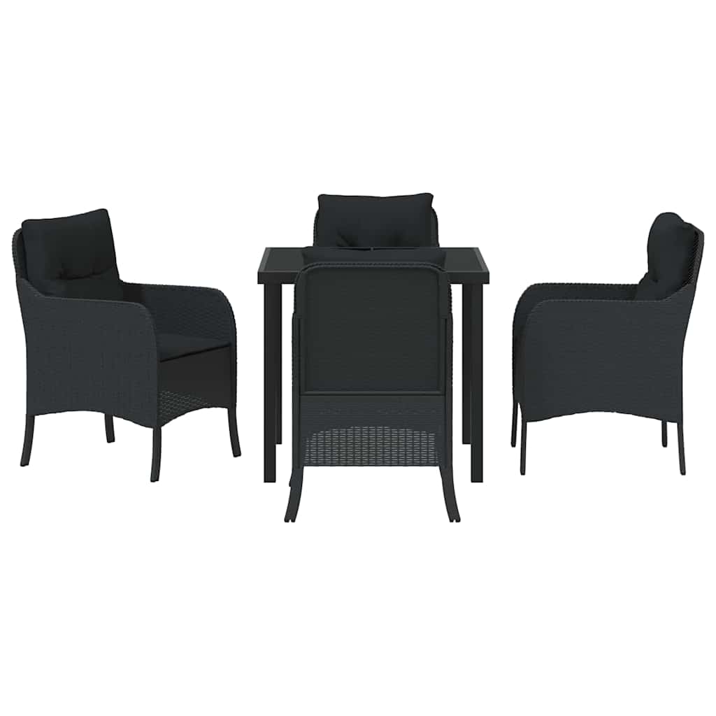 Kert étkező szett párnával 5 pcs Fekete polirattan