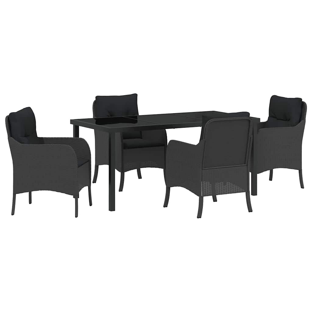 Kert étkező szett párnával 5 pcs Fekete polirattan