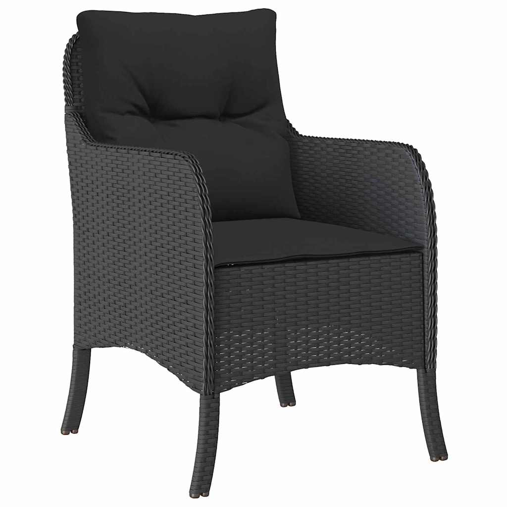 Kert étkező szett párnával 5 pcs Fekete polirattan