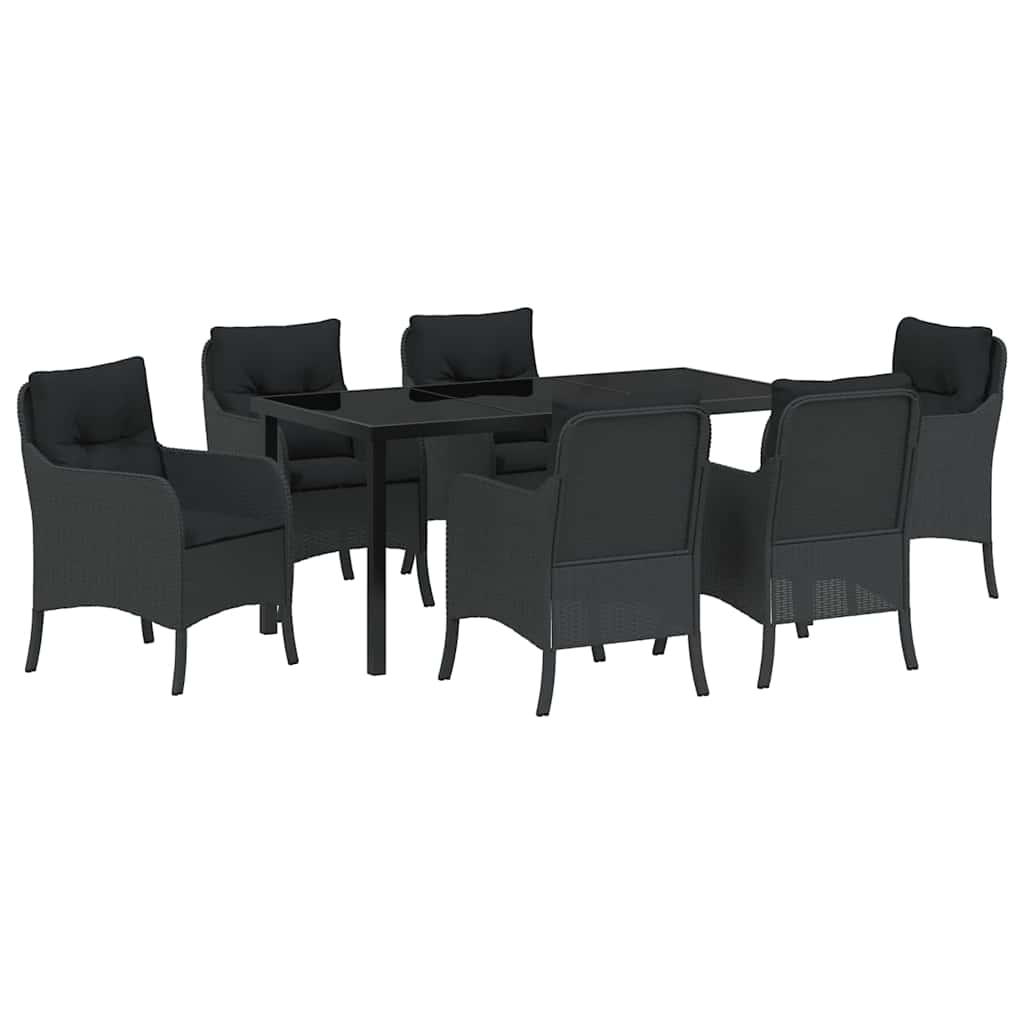 Kert étkező szett párnával 7 pcs Fekete polirattan