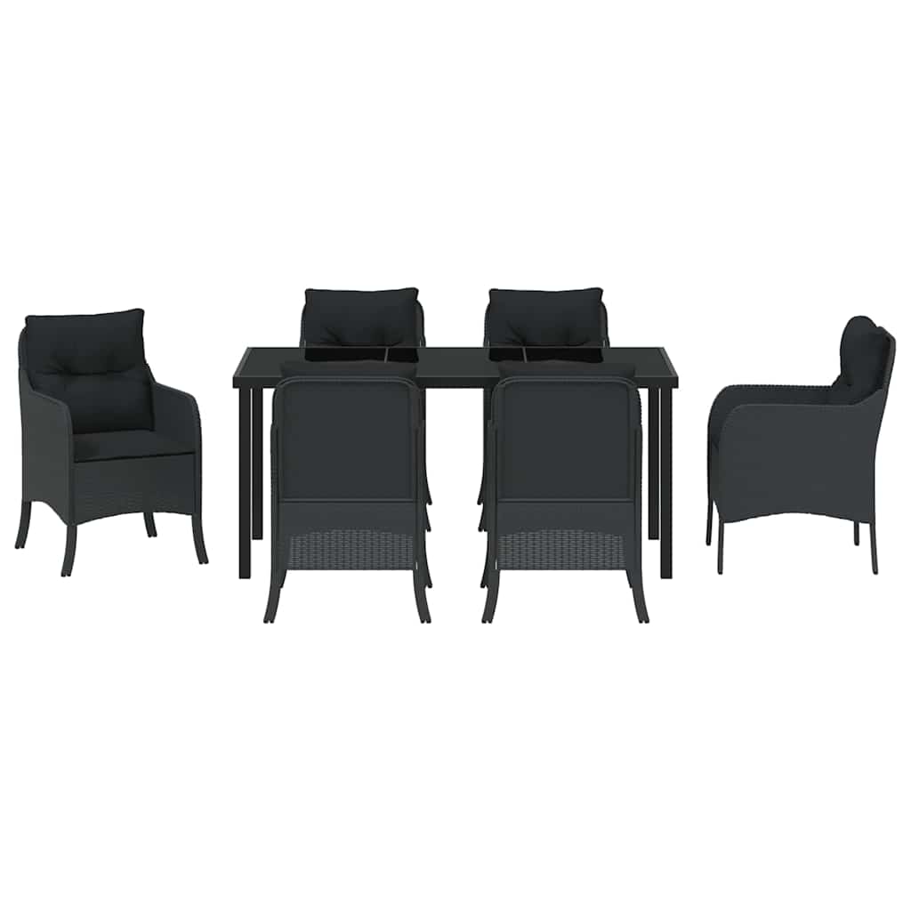 Kert étkező szett párnával 7 pcs Fekete polirattan