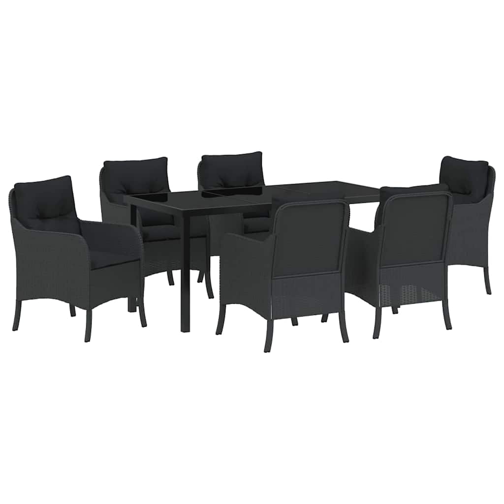 Kert étkező szett párnával 7 pcs Fekete polirattan