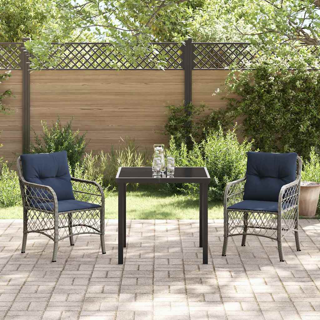 Kert étkező szett párnával 3 pcs Szürke és fekete Rattan