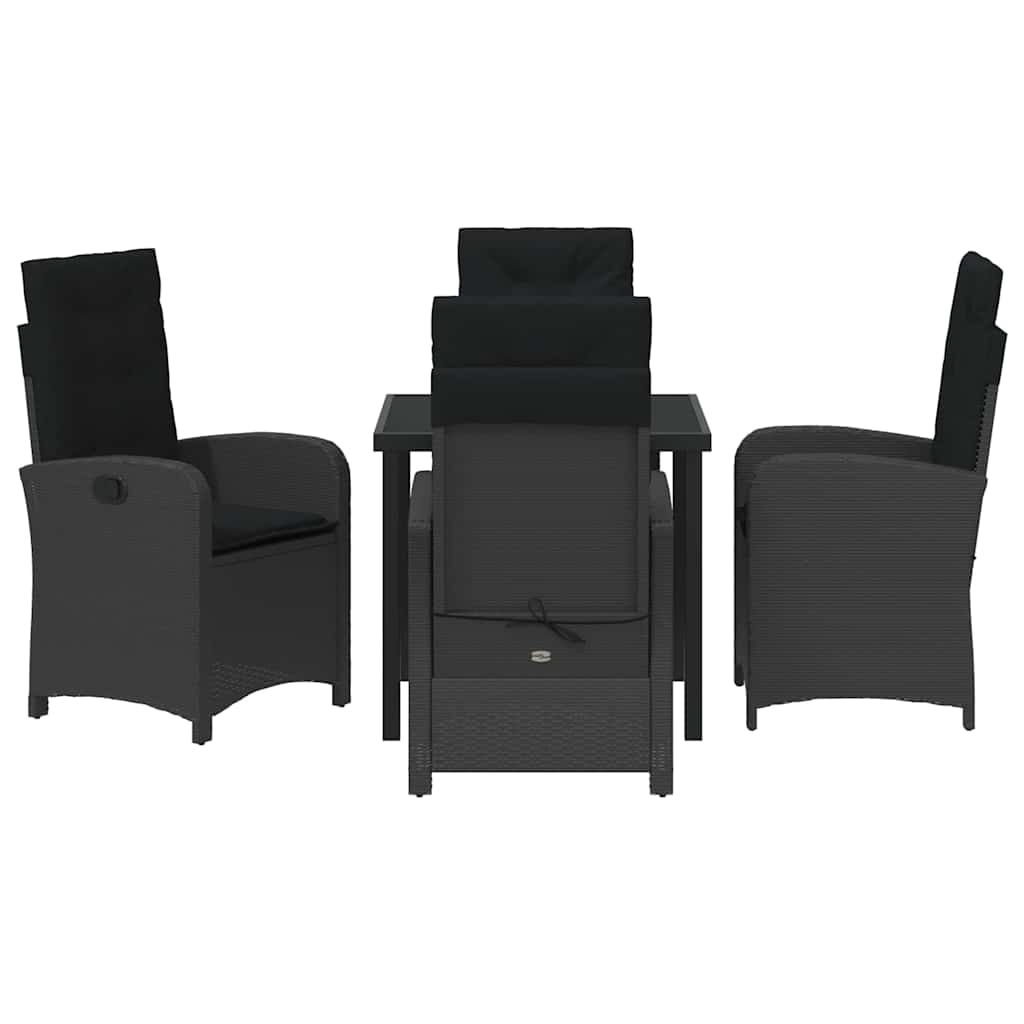Kert étkező szett párnával 5 pcs Fekete polirattan