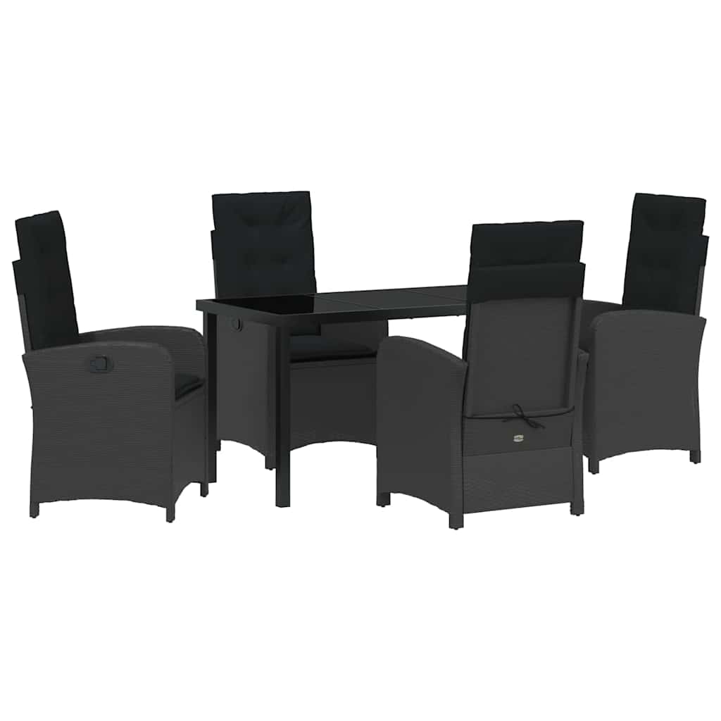Kert étkező szett párnával 5 pcs Fekete polirattan