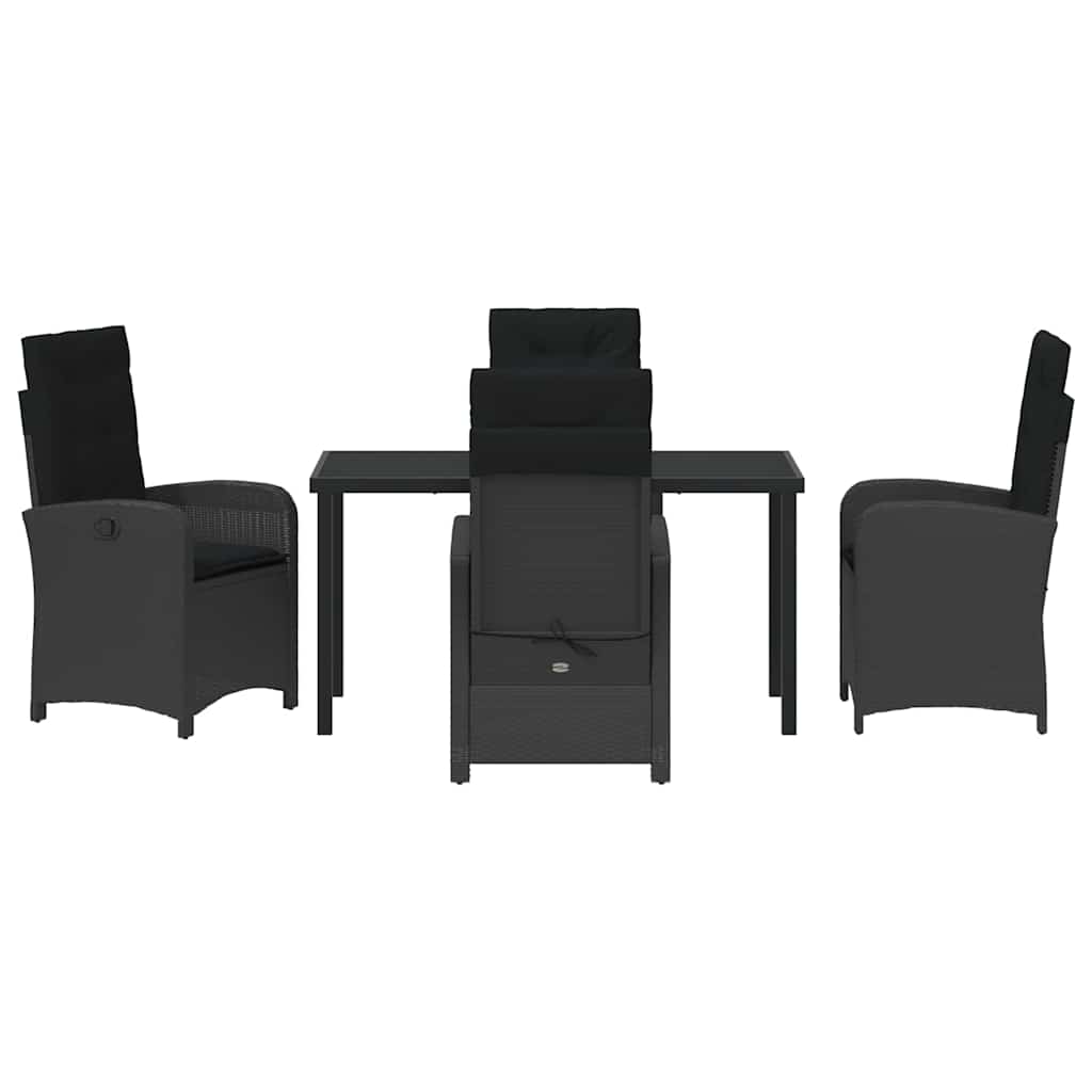 Kert étkező szett párnával 5 pcs Fekete polirattan