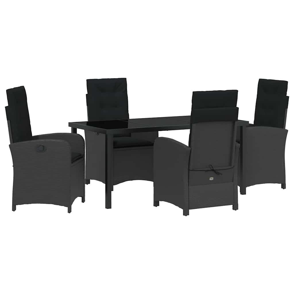 Kert étkező szett párnával 5 pcs Fekete polirattan