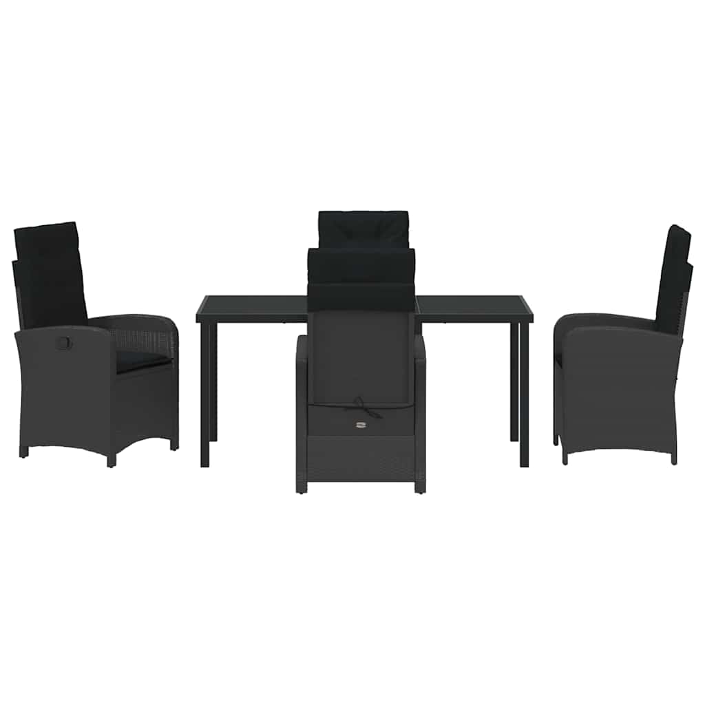 Kert étkező szett párnával 5 pcs Fekete polirattan