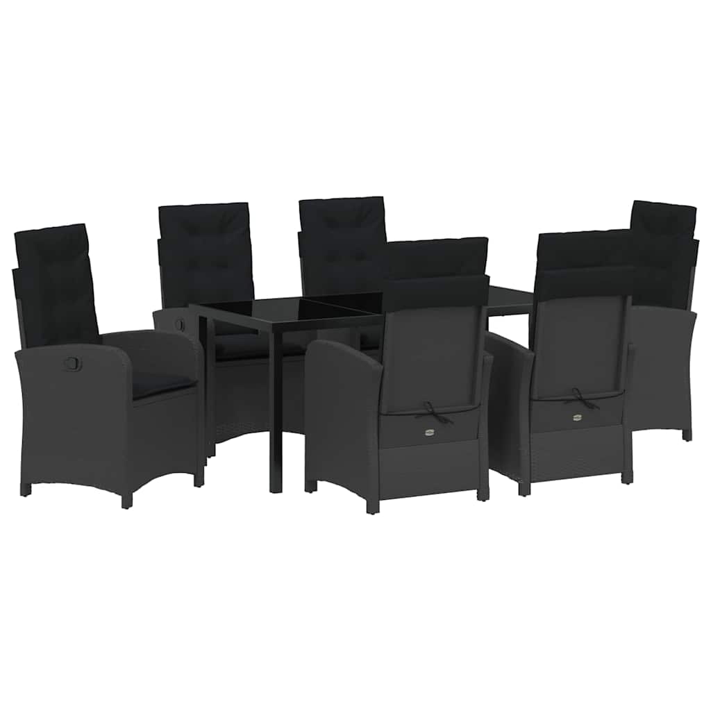 Kert étkező szett párnával 7 pcs Fekete polirattan
