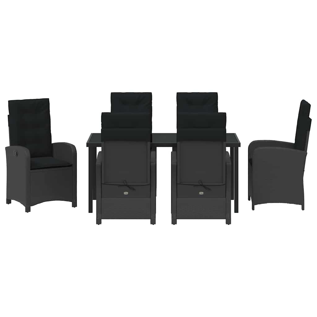 Kert étkező szett párnával 7 pcs Fekete polirattan