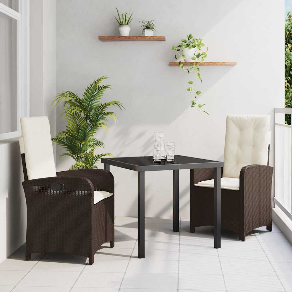 Kert étkező szett párnával 3 pcs Barna polirattan