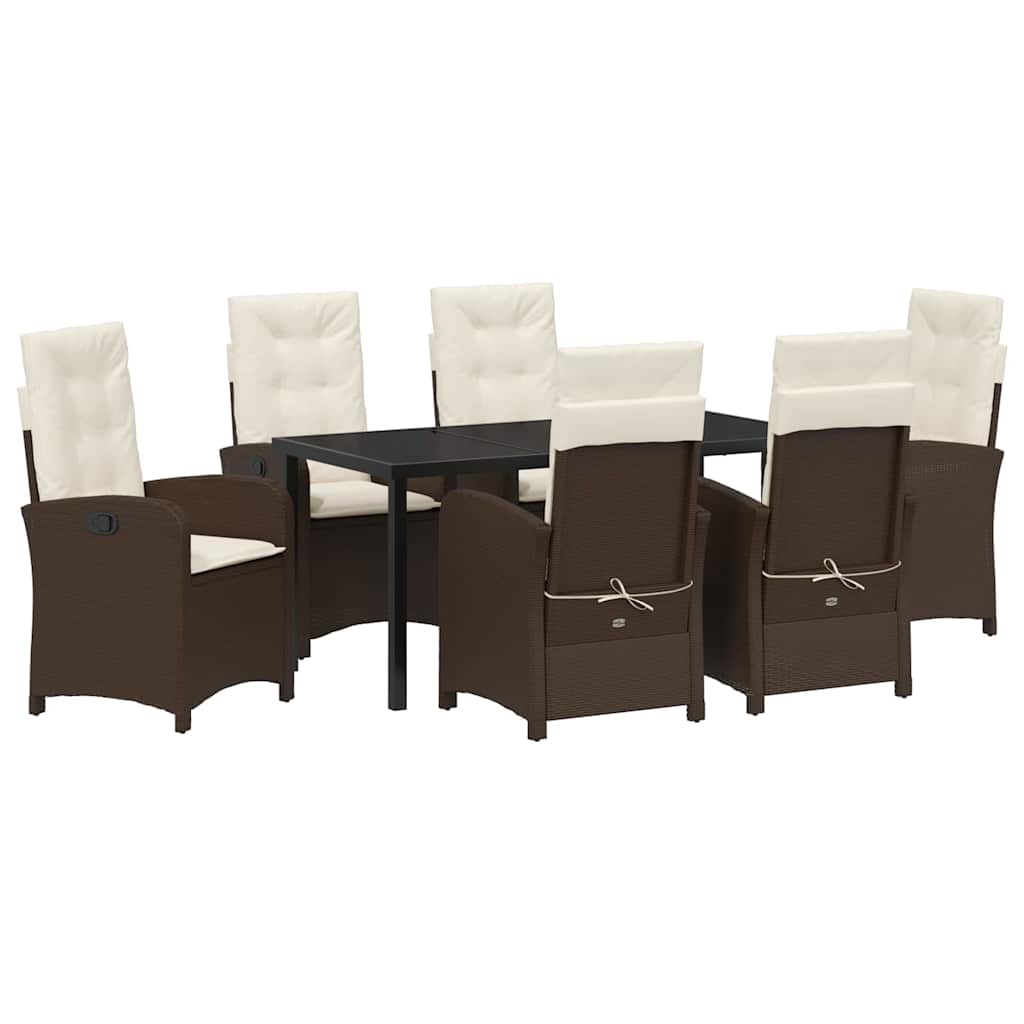 Kert étkező szett párnával 7 pcs Barna polirattan