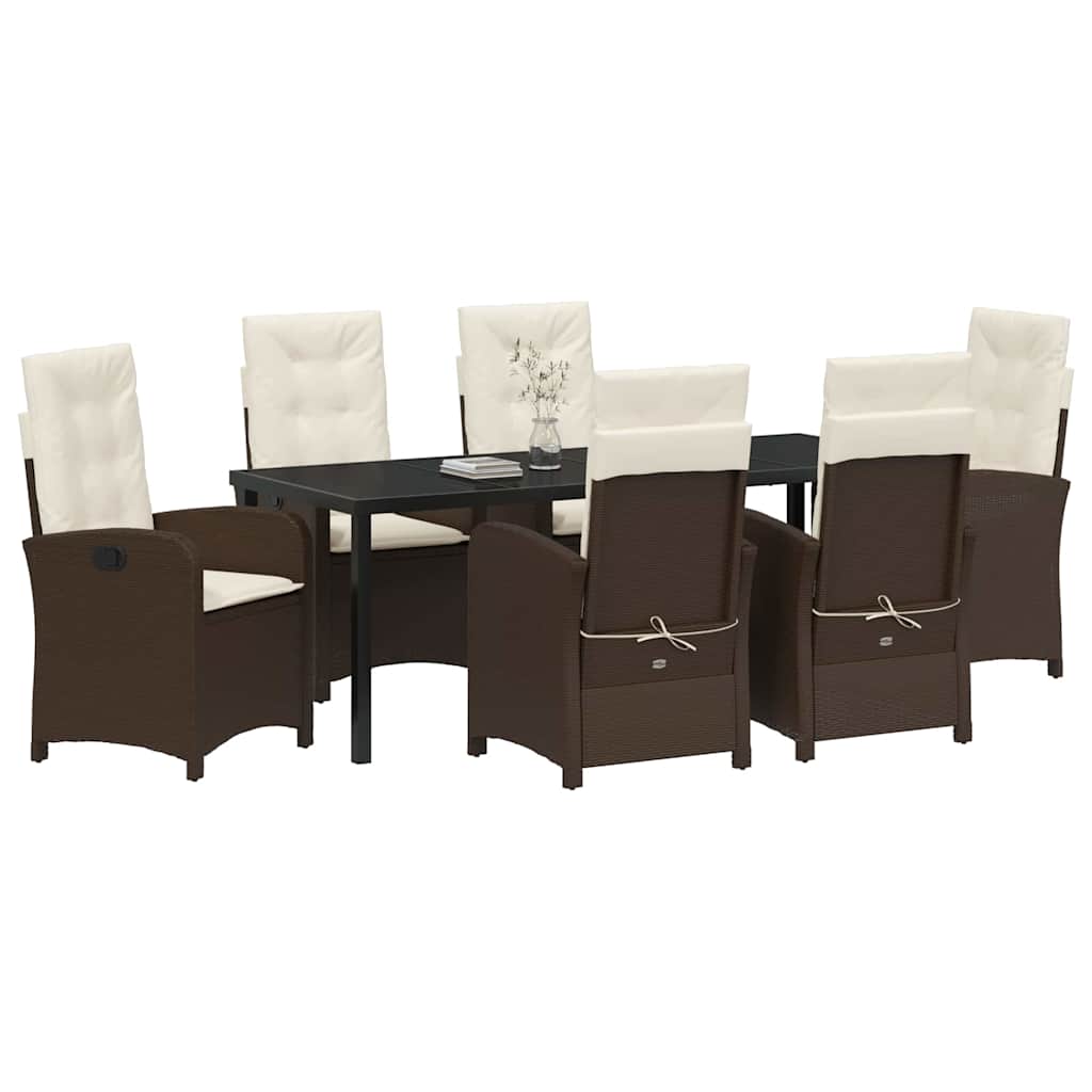 Kert étkező szett párnával 7 pcs Barna polirattan