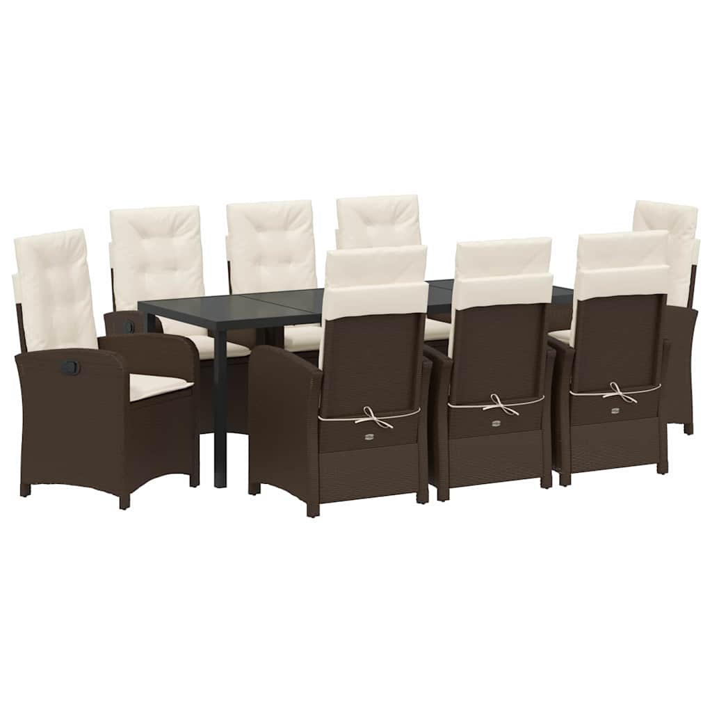 Kert étkező szett párnával 9 pcs Barna polirattan