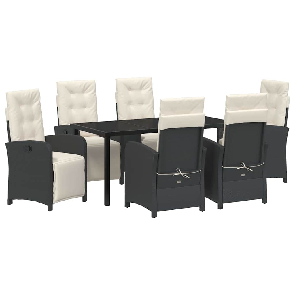 Kert étkező szett párnával 7 pcs Fekete polirattan