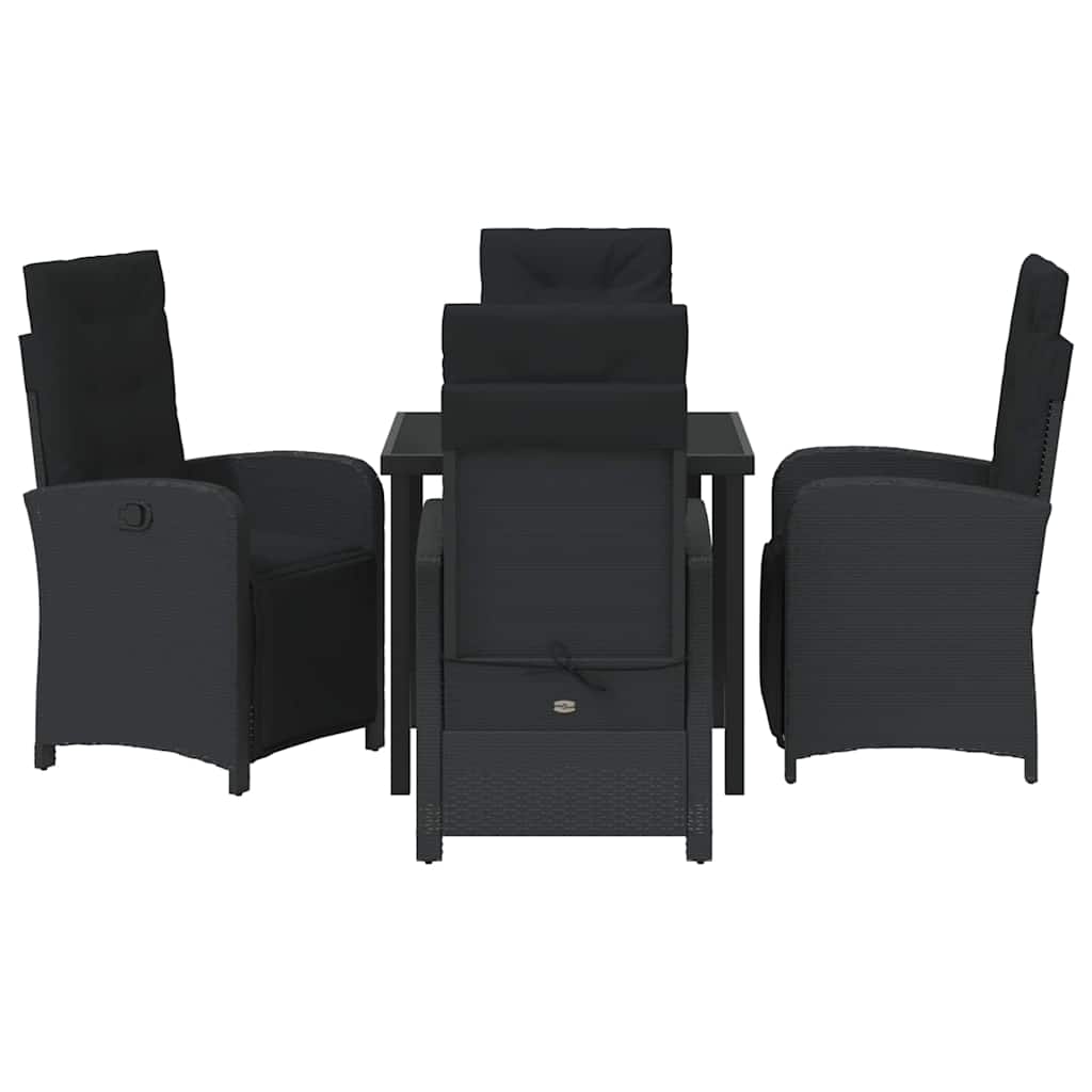 Kert étkező szett párnával 5 pcs Fekete polirattan