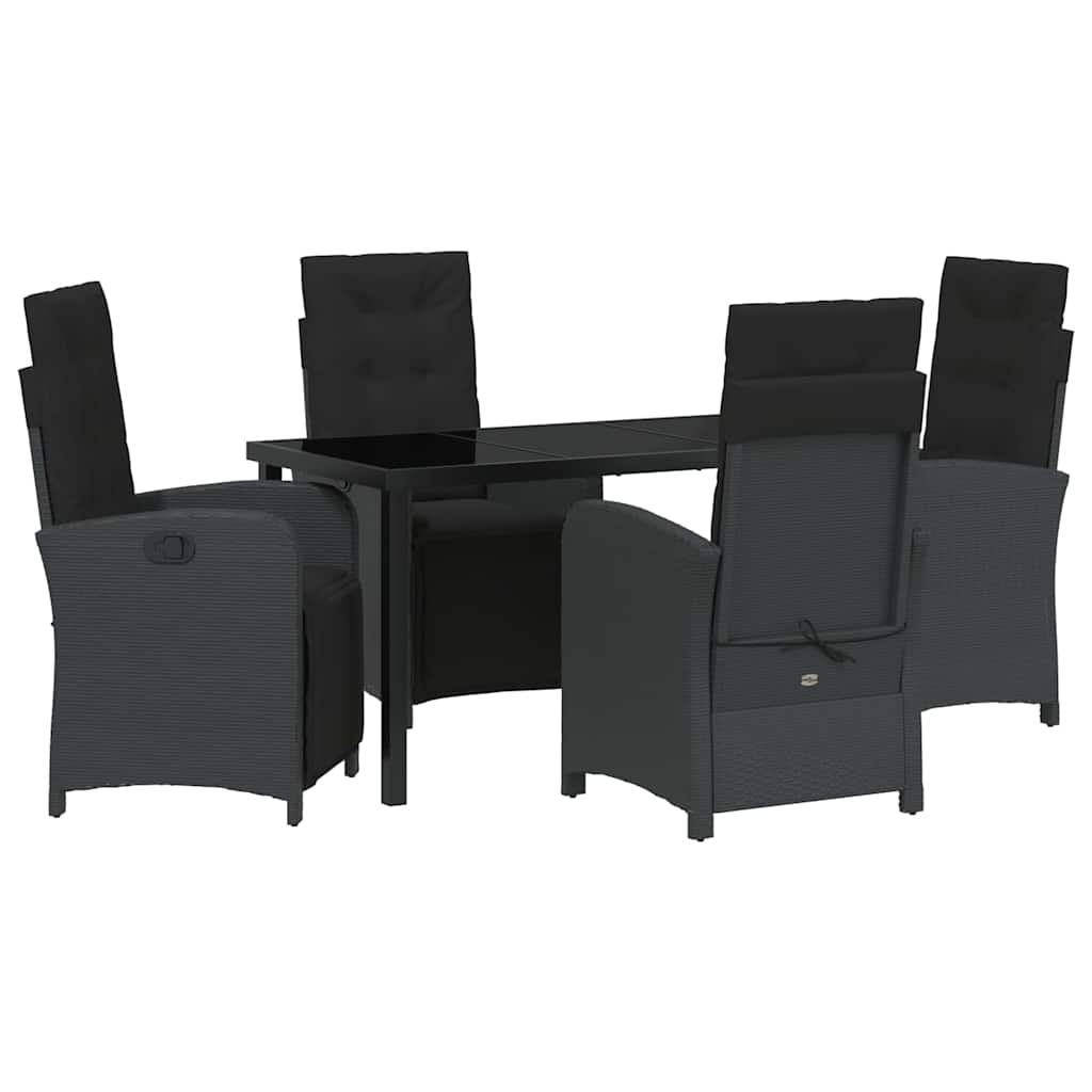 Kert étkező szett párnával 5 pcs Fekete polirattan