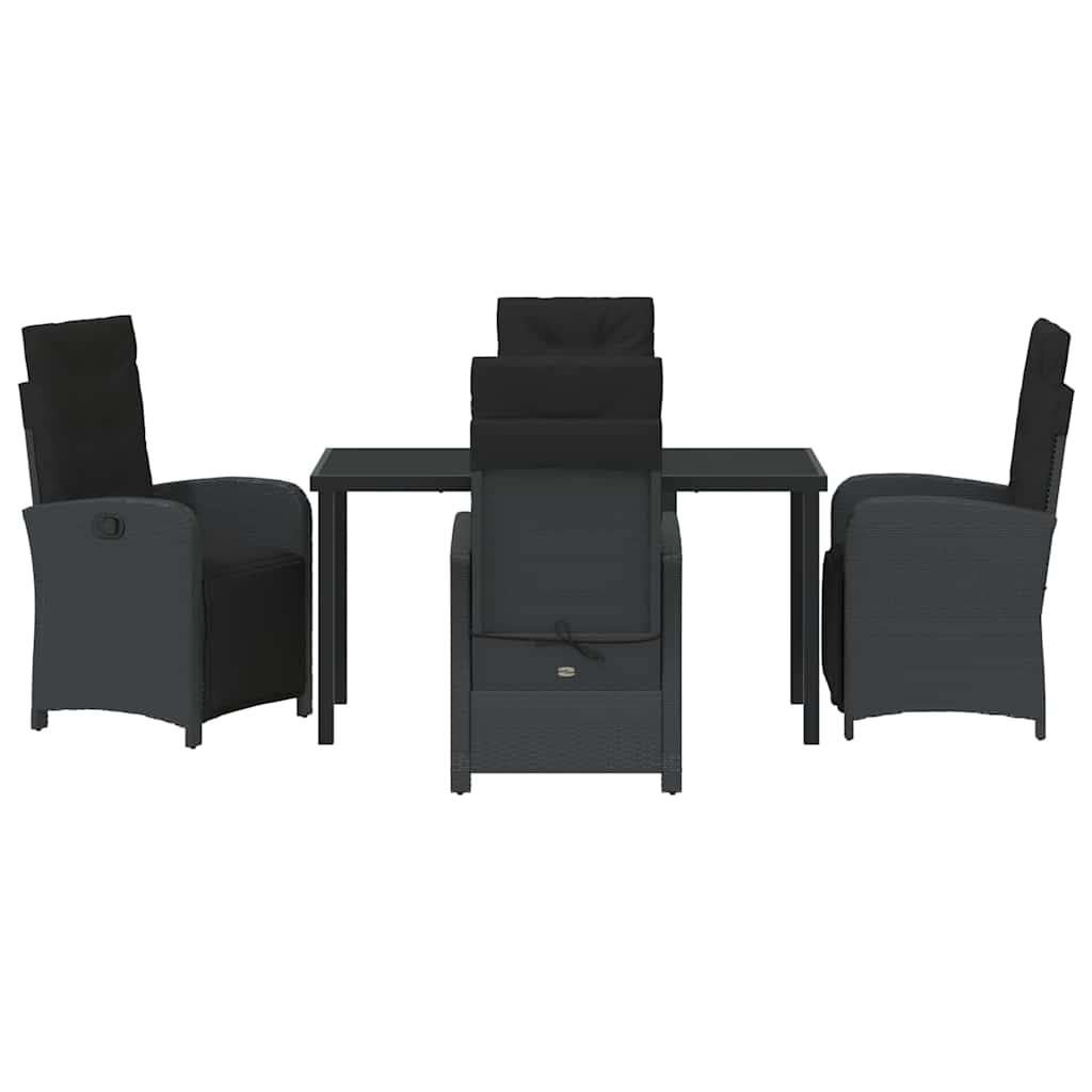 Kert étkező szett párnával 5 pcs Fekete polirattan