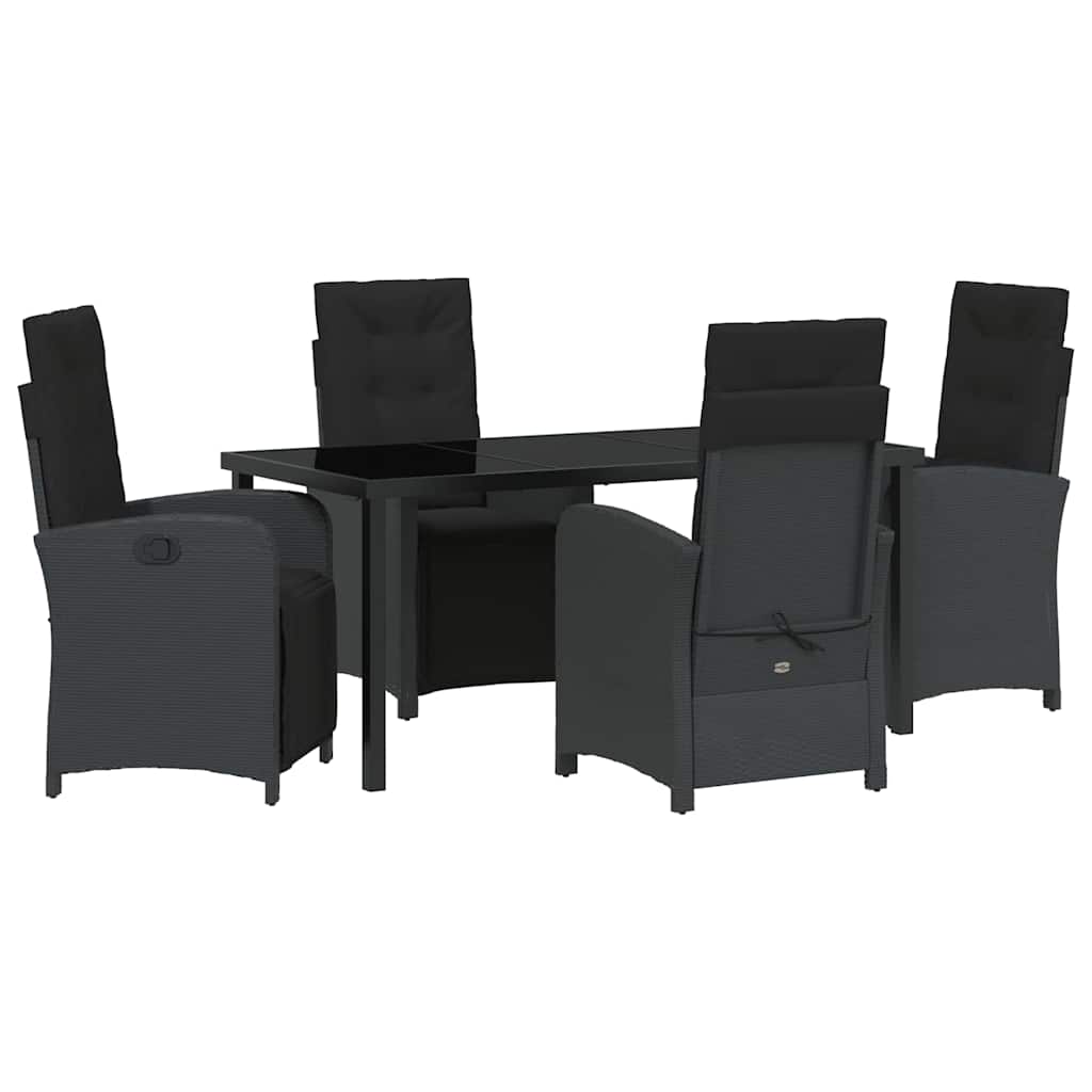 Kert étkező szett párnával 5 pcs Fekete polirattan