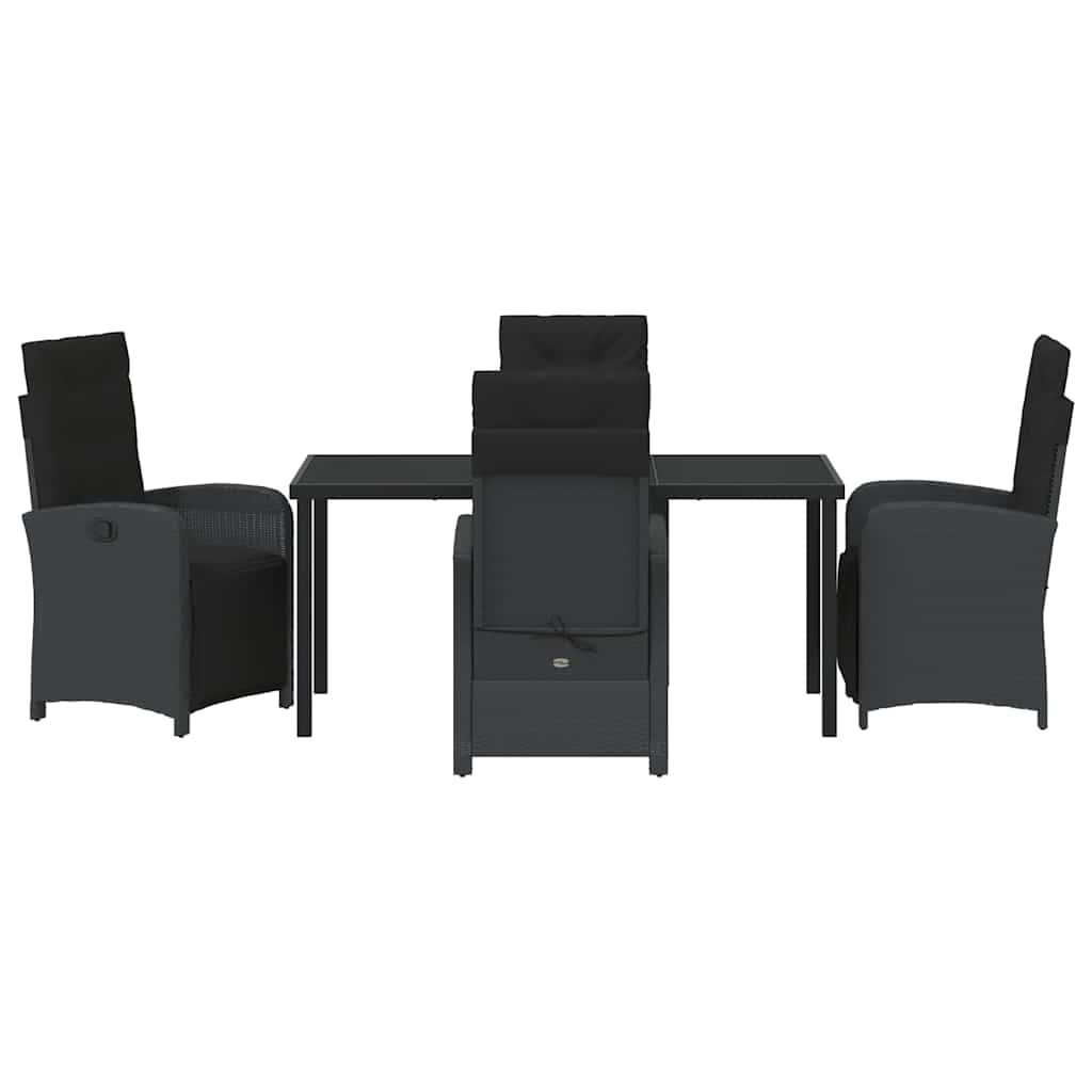 Kert étkező szett párnával 5 pcs Fekete polirattan