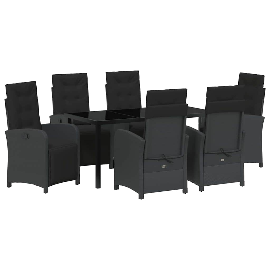 Kert étkező szett párnával 7 pcs Fekete polirattan