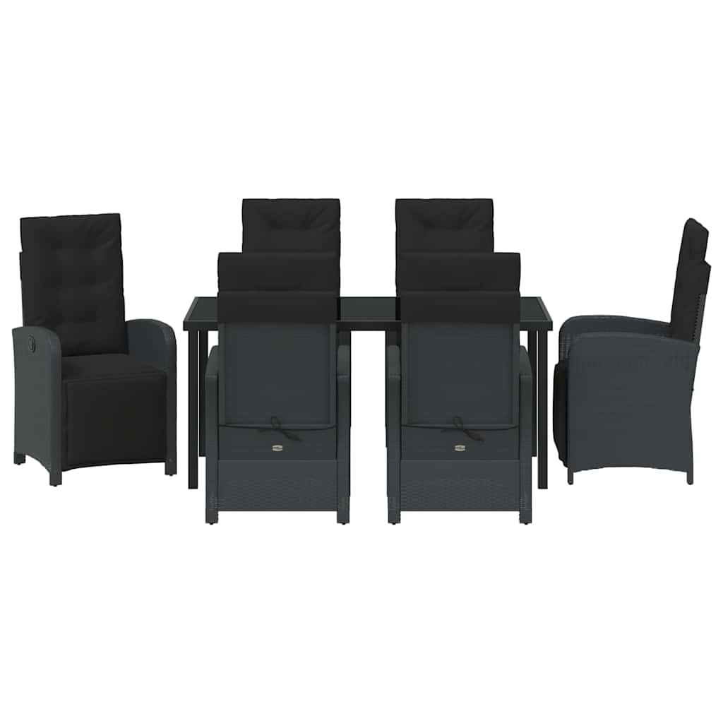 Kert étkező szett párnával 7 pcs Fekete polirattan