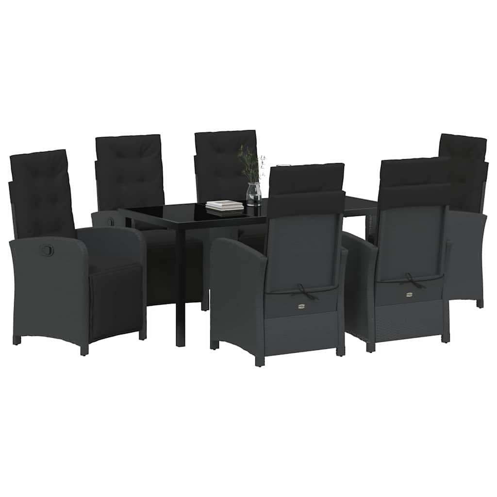 Kert étkező szett párnával 7 pcs Fekete polirattan