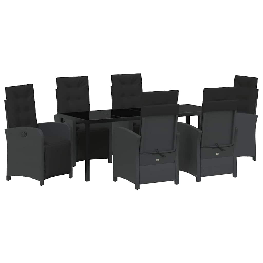 Kert étkező szett párnával 7 pcs Fekete polirattan