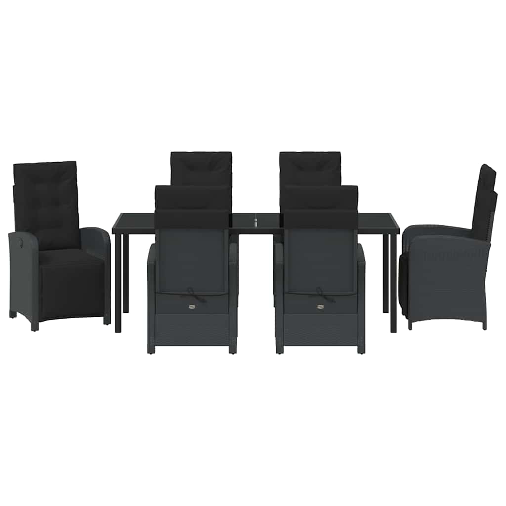 Kert étkező szett párnával 7 pcs Fekete polirattan
