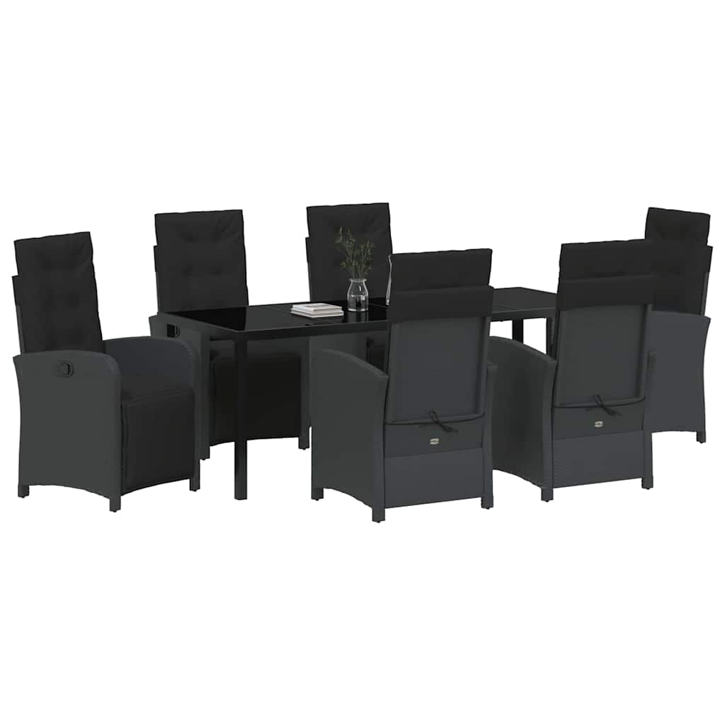 Kert étkező szett párnával 7 pcs Fekete polirattan