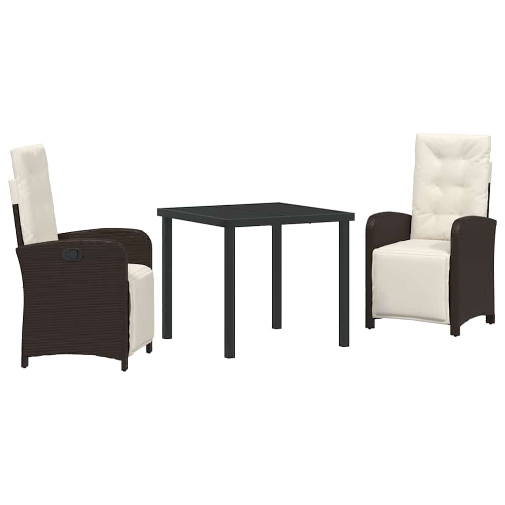 Kert étkező szett párnával 3 pcs Barna polirattan