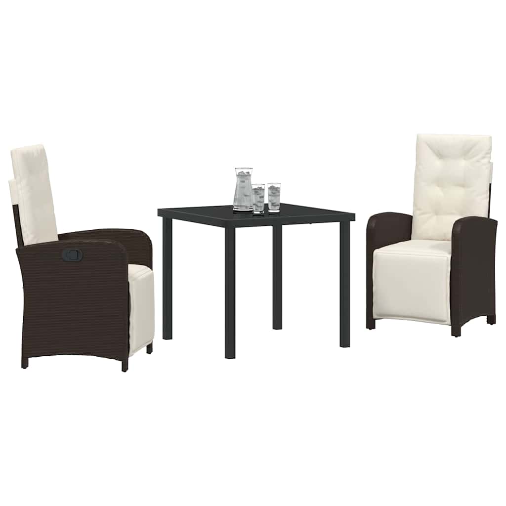 Kert étkező szett párnával 3 pcs Barna polirattan