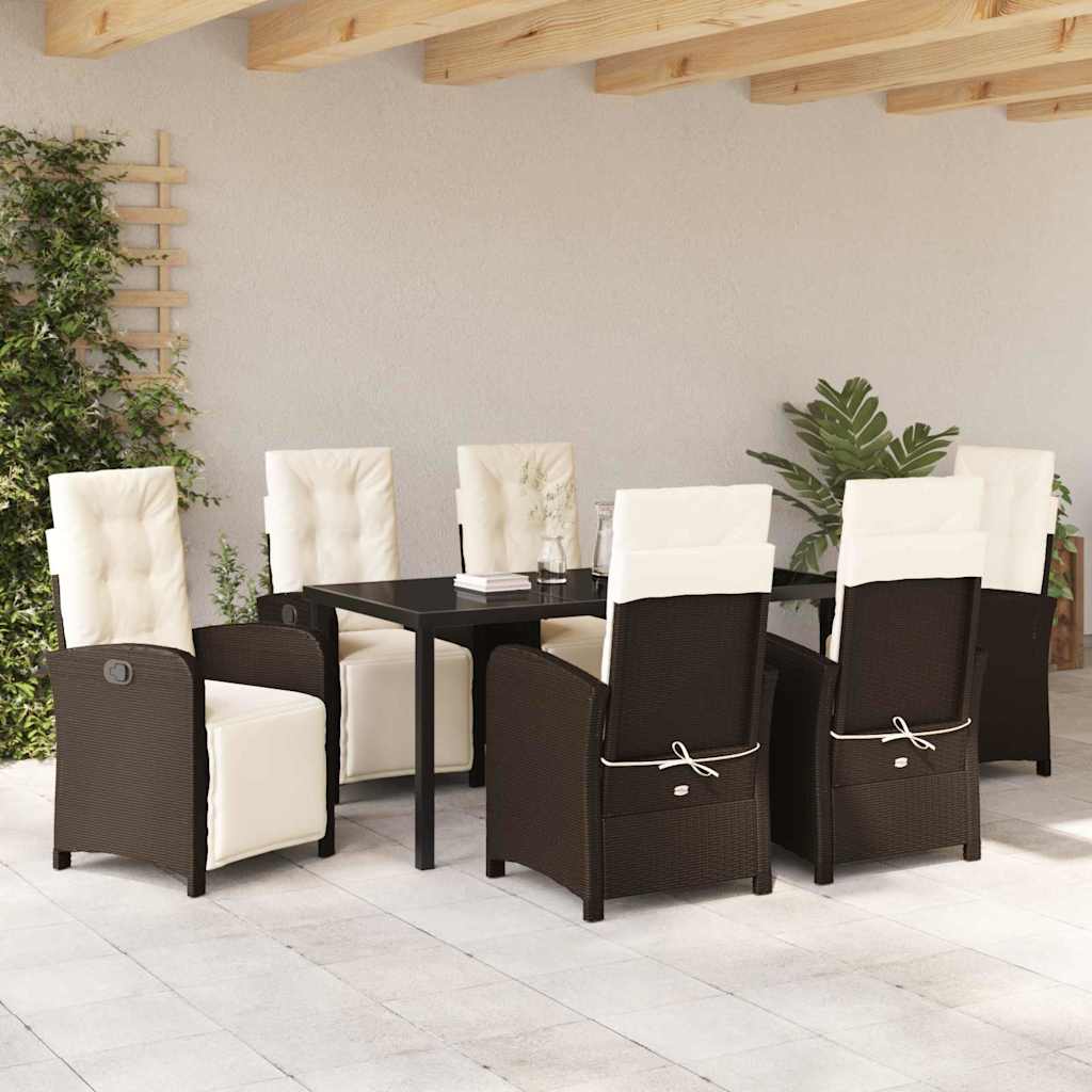 Kert étkező szett párnával 7 pcs Barna polirattan