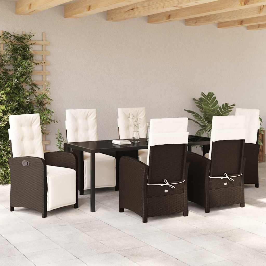 Kert étkező szett párnával 7 pcs Barna polirattan