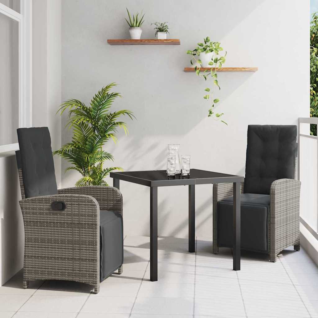 Kert étkező szett párnával 3 pcs Szürke polirattan