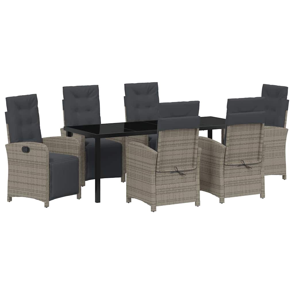 Kert étkező szett párnával 7 pcs Szürke polirattan