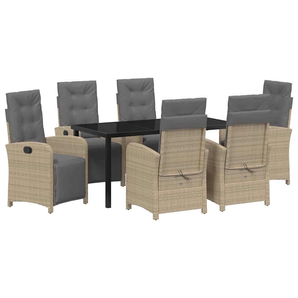 Kert étkező szett párnával 7 pcs Bézs polirattan