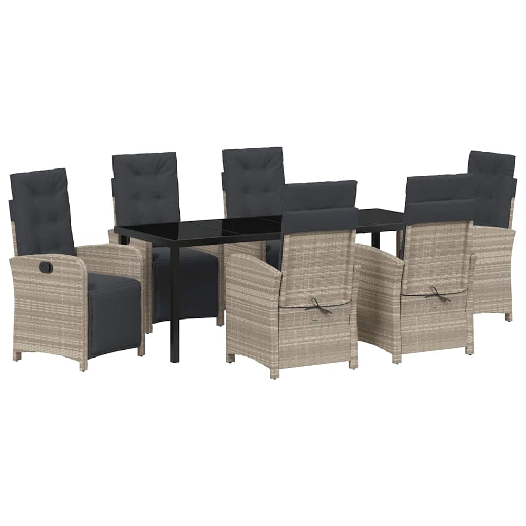 Kert étkező szett párnával 7 pcs Világosszürke polirattan