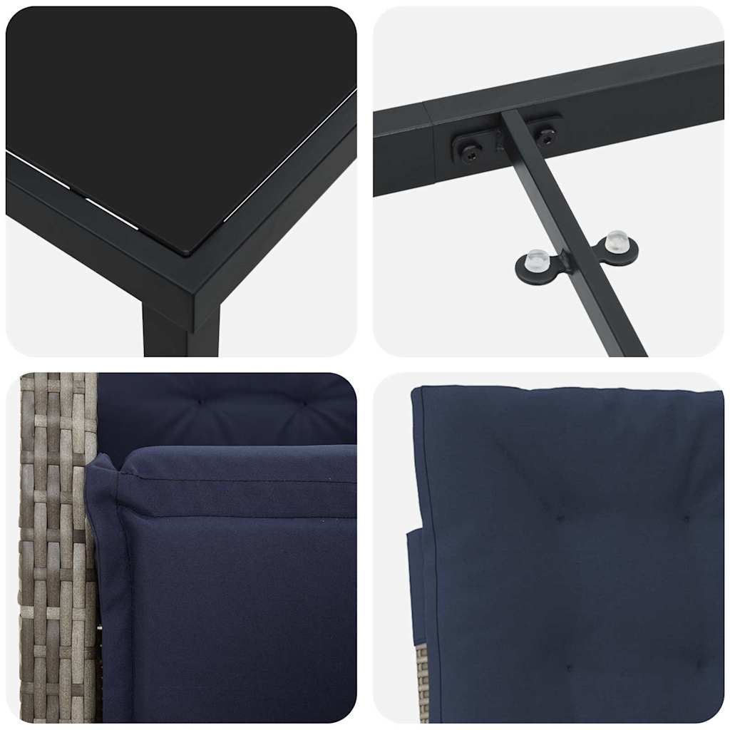 Kert étkező szett párnával 5 pcs Szürke polirattan