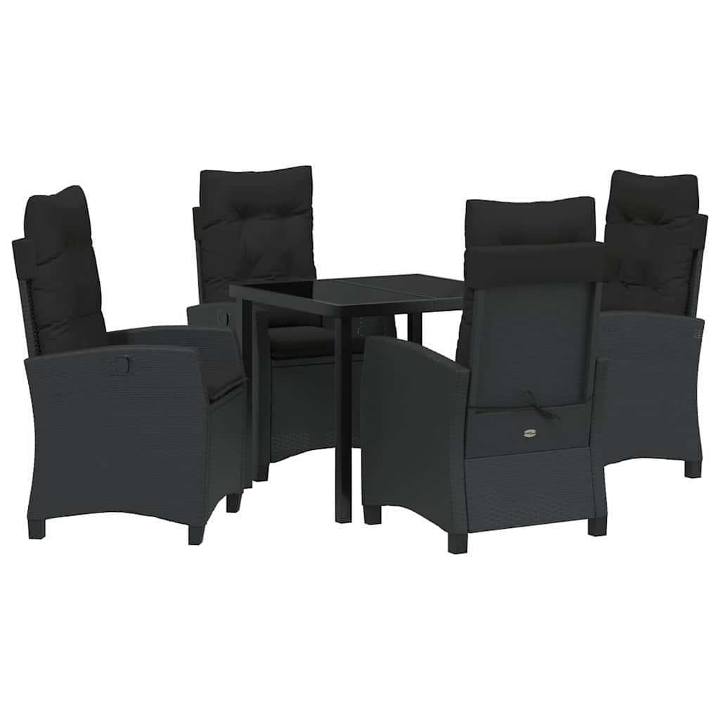 Kert étkező szett párnával 5 pcs Fekete polirattan