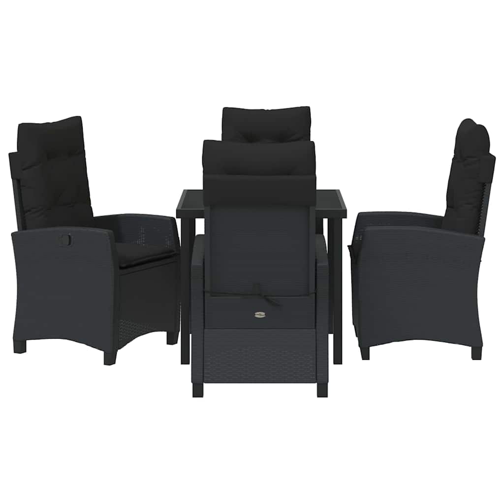 Kert étkező szett párnával 5 pcs Fekete polirattan