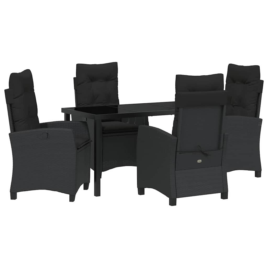 Kert étkező szett párnával 5 pcs Fekete polirattan