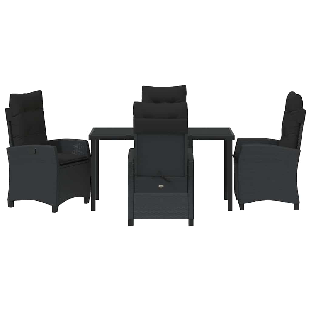 Kert étkező szett párnával 5 pcs Fekete polirattan