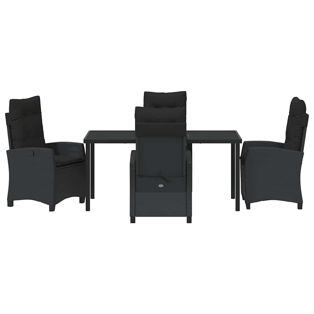 Kert étkező szett párnával 5 pcs Fekete polirattan