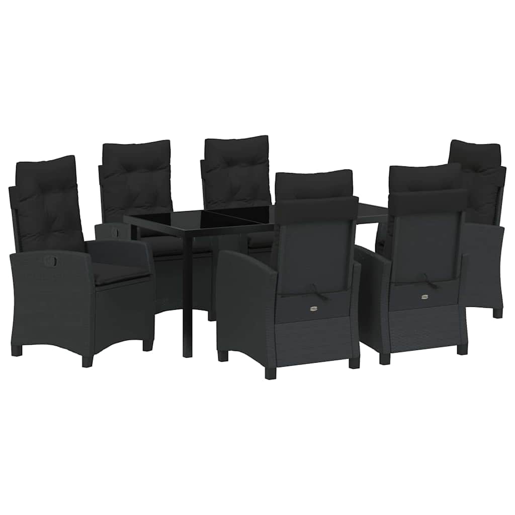 Kert étkező szett párnával 7 pcs Fekete polirattan