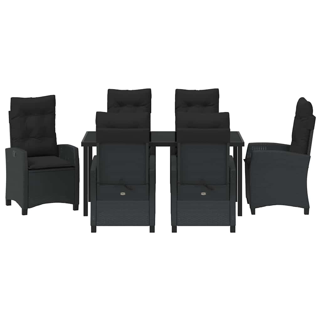 Kert étkező szett párnával 7 pcs Fekete polirattan