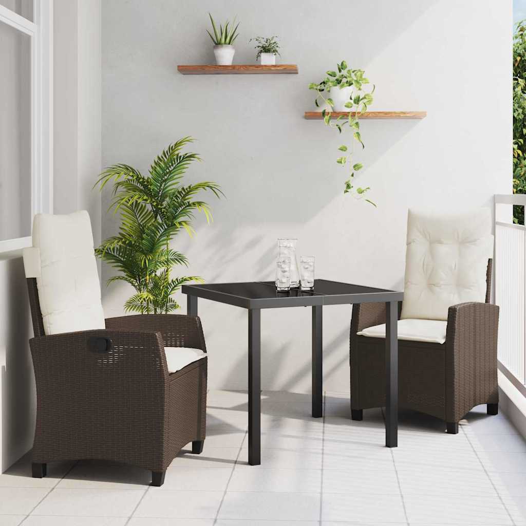 Kert étkező szett párnával 3 pcs Barna polirattan