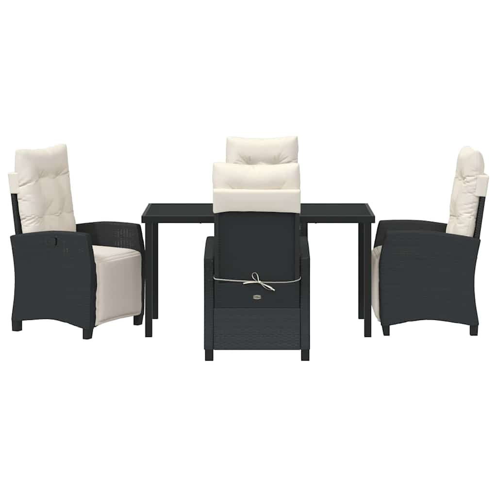 Kert étkező szett párnával 5 pcs Fekete polirattan