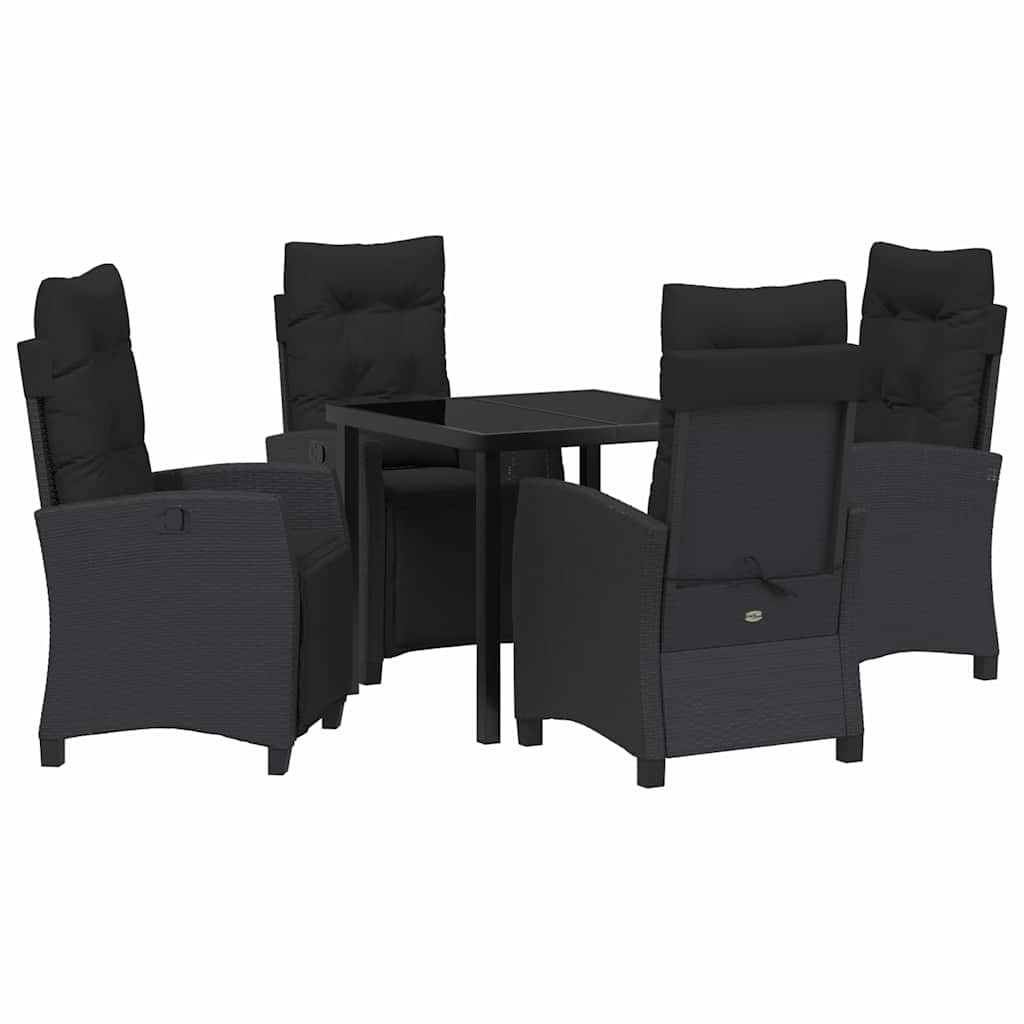 Kert étkező szett párnával 5 pcs Fekete polirattan